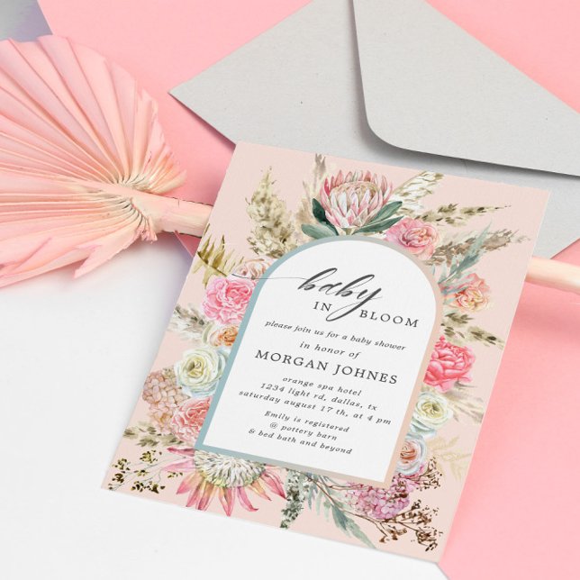 Baby i Bloom Bohemian Blommigt Baby Shower Inbjuda (Skapare uppladdad)