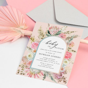 Baby i Bloom Bohemian Blommigt Baby Shower Inbjuda