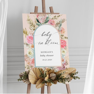 Baby i Bloom Bohemian Blommigt Baby Shower Inbjuda Poster