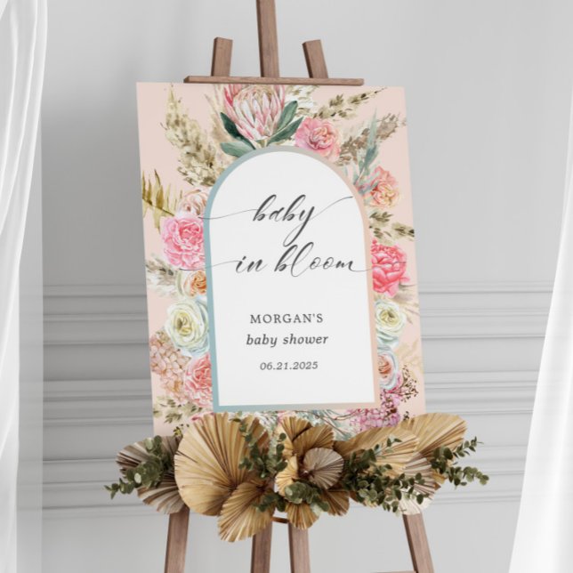 Baby i Bloom Bohemian Blommigt Baby Shower Inbjuda Poster (Skapare uppladdad)