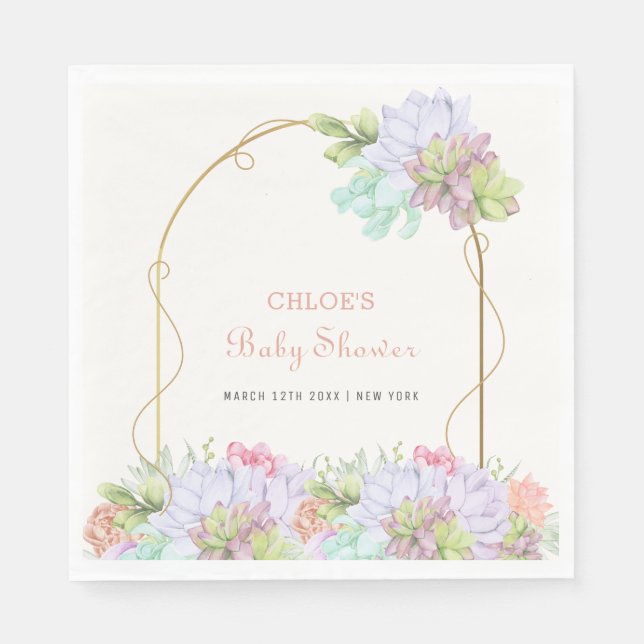 Baby i Bloom Boho Arch Cactus Baby Shower Pappersservett (Framsidan)