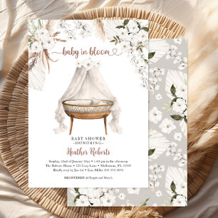 Baby i Bloom Boho Baby Shower Inbjudan Pampas Flor