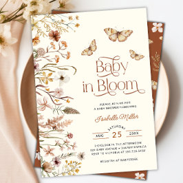 Baby i Bloom Boho Blommigt Baby Shower Inbjudningar