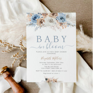 baby i bloom boho blommigt Dammusslad babydusch Inbjudningar