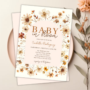 Baby i Bloom Boho Blommigt Girl Baby Shower Inbjudningar