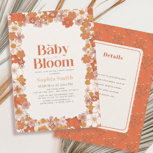 Baby i Bloom Boho Blommigt Information om babyvisn Inbjudningar