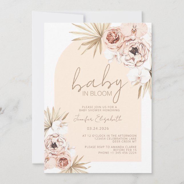 Baby i Bloom Boho Bohemian Baby Shower Inbjudningar (Framsida)