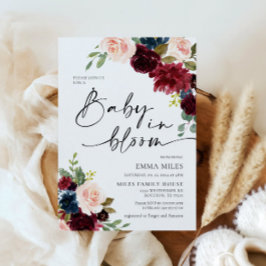 Baby i Bloom Boho Burgundy Baby Shower Inbjudningar