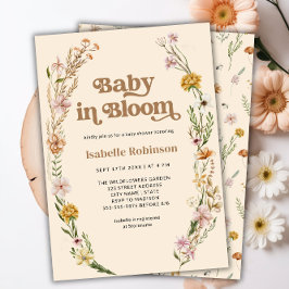 Baby i Bloom Boho Chic Blommigt Baby Shower Inbjudningar