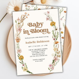 Baby i Bloom Boho Chic Blommigt Cream Baby Shower Inbjudningar