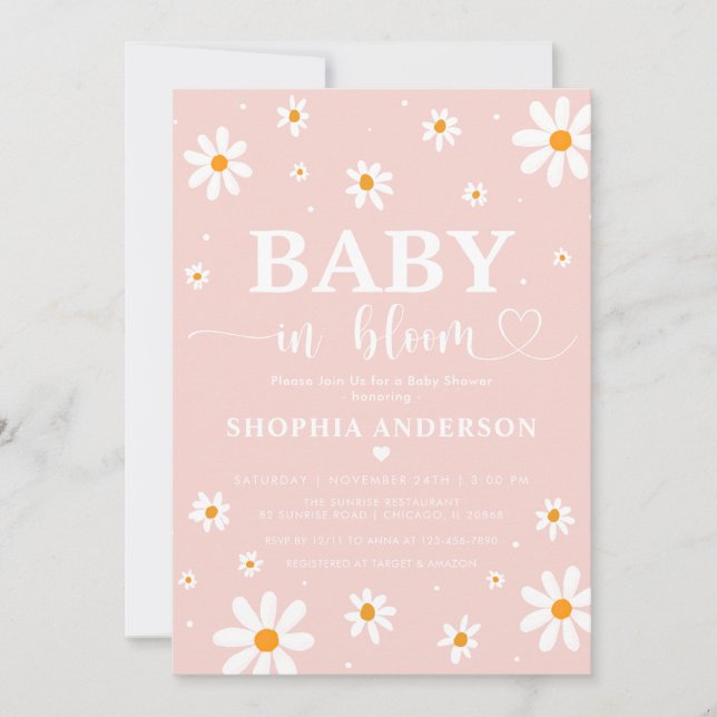 Baby i Bloom  Boho Daisy Blommigt Girl Shower Inbjudningar (Framsida)
