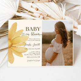 Baby i Bloom Boho Daisy Blommigt Girl Shower Photo Inbjudningar
