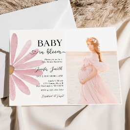 Baby i Bloom Boho Daisy Blommigt Girl Shower Photo Inbjudningar