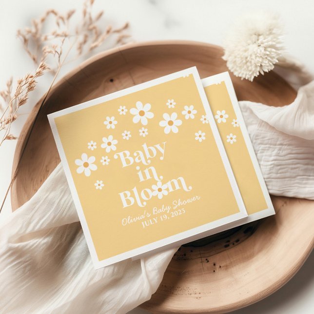 Baby i Bloom boho Daisy Gult Baby Shower Pappersservett (Skapare uppladdad)