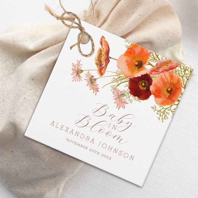 Baby i Bloom Boho Fall Blommigt Anpassningsbar Bab Gåvor Etiketter (Wildflower boho fall floral baby shower custom favor tag)