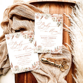 Baby i Bloom Boho Fall Blommigt Baby Shower Inbjudningar