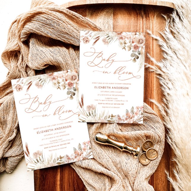 Baby i Bloom Boho Fall Blommigt Baby Shower Inbjudningar (Skapare uppladdad)