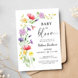 Baby i Bloom Boho Garden Wildblomme Baby Shower Inbjudningar