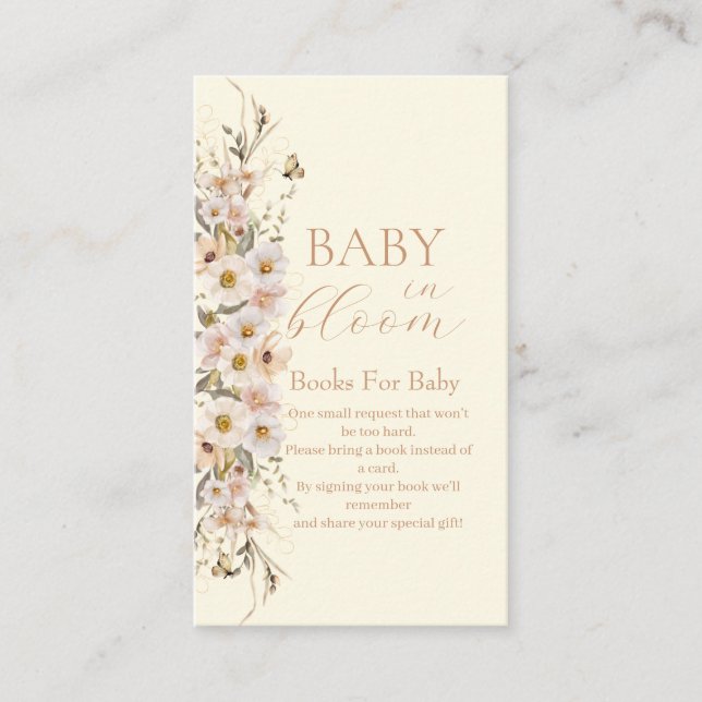 Baby i Bloom Boho Neutralt Baby Shower, Bokar Tilläggskort (Framsida)