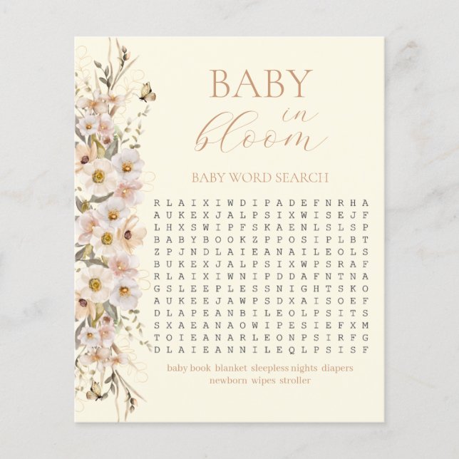 Baby i Bloom Boho Neutralt Baby Shower Game (Framsida)