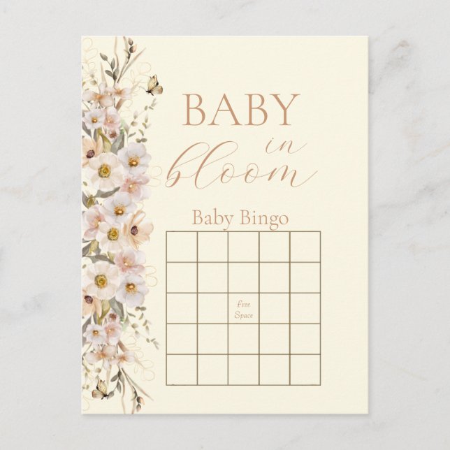 Baby i Bloom Boho Neutralt Baby Shower Game Vykort (Framsida)