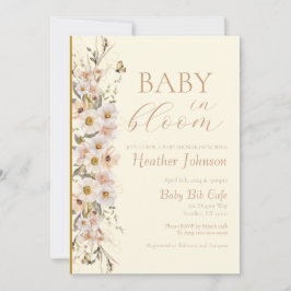 Baby i Bloom Boho Neutralt Baby Shower Inbjudningar