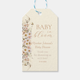 Baby i Bloom Boho Neutralt Baby Shower Presentetikett