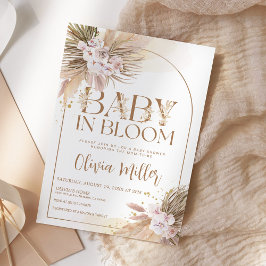 Baby i Bloom Boho Pampas Grass Baby Shower Inbjudningar