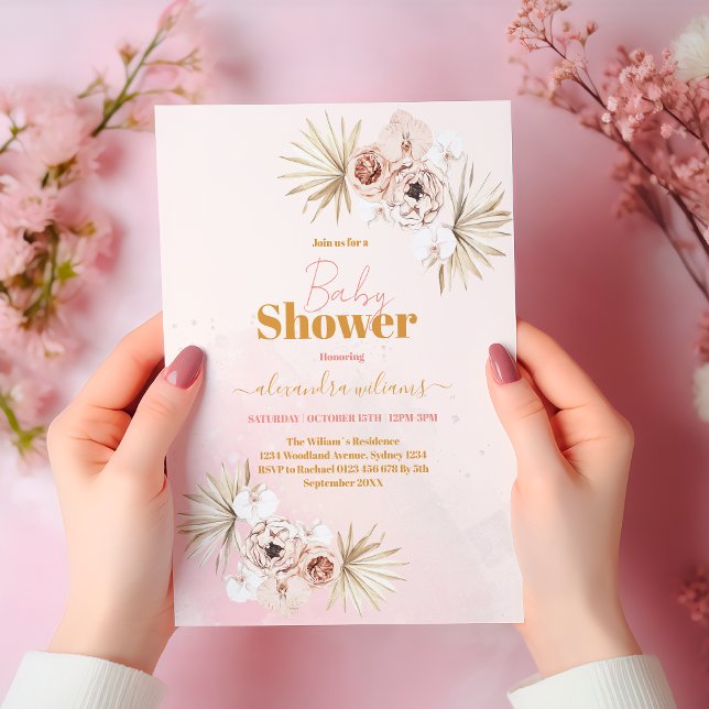 Baby i Bloom Boho Pampas Grass Baby Shower Inbjudningar (Skapare uppladdad)