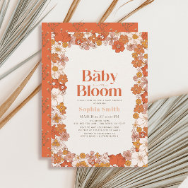 Baby i Bloom Boho Retro Blommigt Girl Baby Shower Inbjudningar