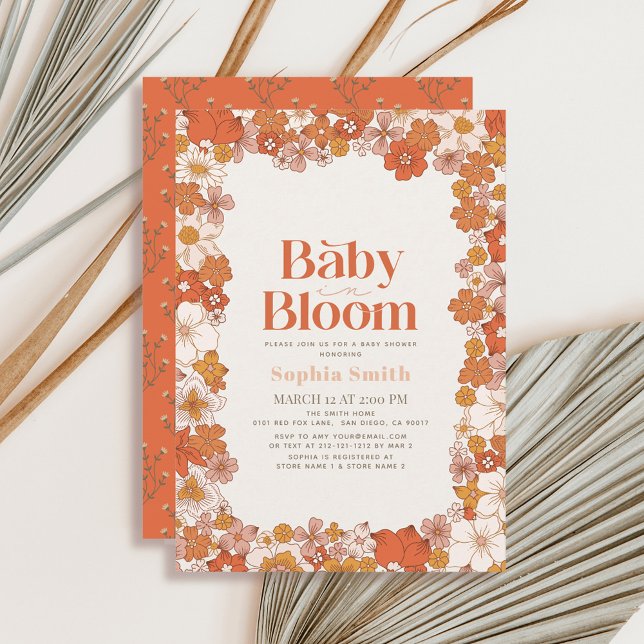 Baby i Bloom Boho Retro Blommigt Girl Baby Shower Inbjudningar (Skapare uppladdad)