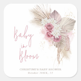 Baby i Bloom Boho Ro Baby Shower Fyrkantigt Klistermärke