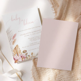Baby i Bloom Boho Rosa Pampas Grass | Babyskor Inbjudningar