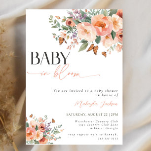 Baby i Bloom Boho Watercolor WildblomShower Inbjudningar