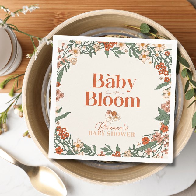 Baby i Bloom Boho WildblomGirl Baby Shower Pappersservett (Skapare uppladdad)