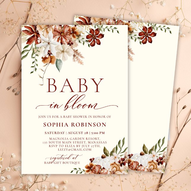 Baby i Bloom Boho Wildblomma Rustic Baby Shower Inbjudningar (Skapare uppladdad)
