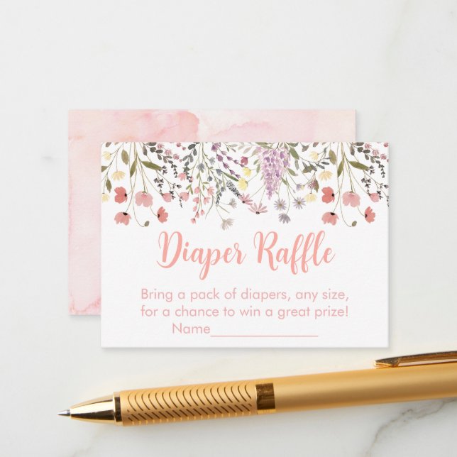 Baby i Bloom Boho Wildblomme Baby Diaper Raffle Tilläggskort (Fram/Back In Situ)