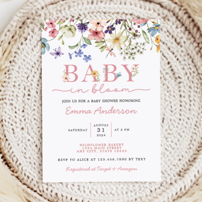 Baby i Bloom Boho Wildblomme Baby Shower Inbjudningar (Skapare uppladdad)