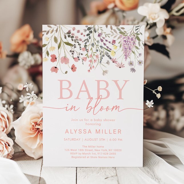 Baby i Bloom Boho Wildblomme Baby Shower Inbjudningar (Skapare uppladdad)