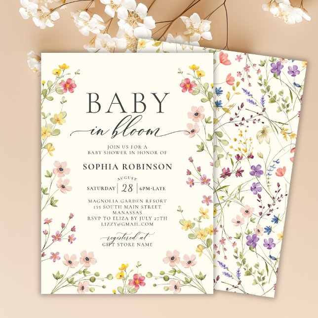 Baby i Bloom Boho Wildblomme Baby Shower Inbjudningar (Skapare uppladdad)