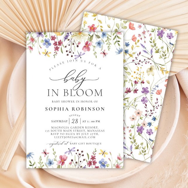 Baby i Bloom Boho Wildblomme Baby Shower Inbjudningar (Skapare uppladdad)