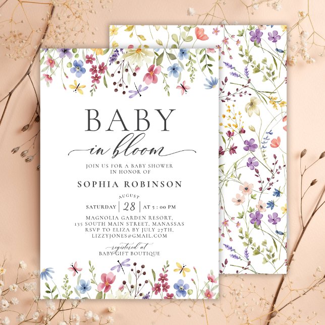 Baby i Bloom Boho Wildblomme Baby Shower Inbjudningar (Skapare uppladdad)