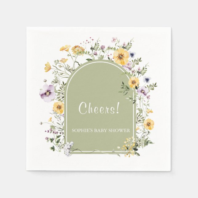 Baby i Bloom Boho Wildblomme Baby Shower Pappersservett (Framsidan)