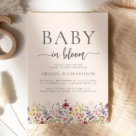 Baby i Bloom Boho Wildblommor  Baby Shower Inbjudningar