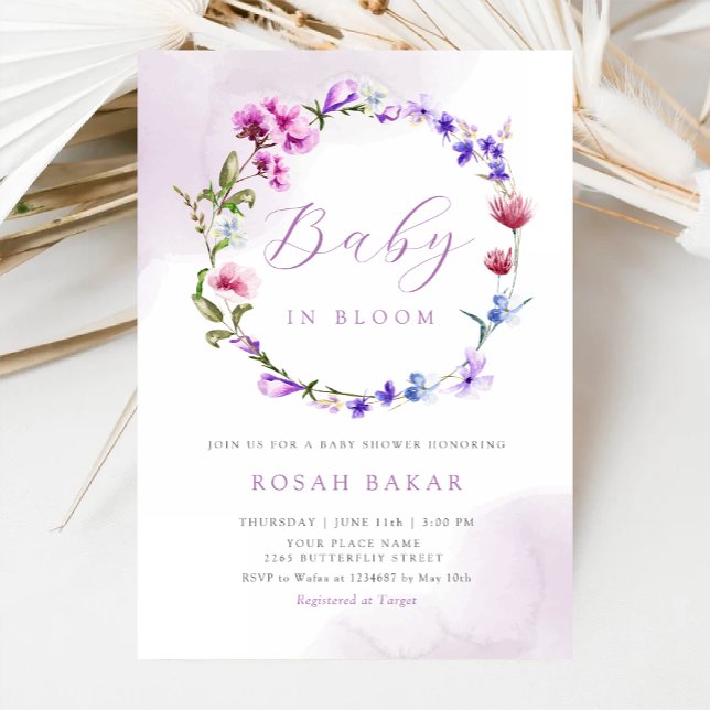 Baby i Bloom Boho Wildbloms Blommigt Baby Shower Inbjudningar (Skapare uppladdad)