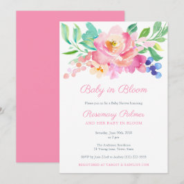 Baby i Bloom Bold Summer Blommigt Girl Baby Shower Inbjudningar