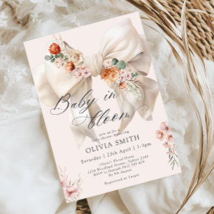 Baby i Bloom Bow Blommigt Baby Shower Inbjudningar