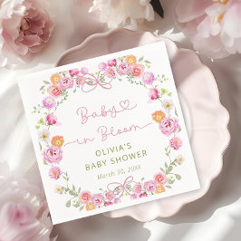 Baby i Bloom Bow Blommigt Babydusch Pappersservett