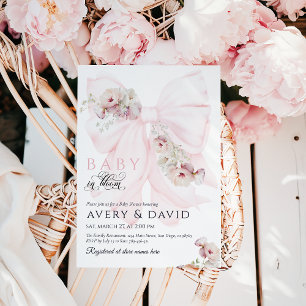 Baby i Bloom Bow Vår Garden Girl Baby Shower Inbjudningar