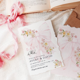 Baby i Bloom Bow Vår Garden Girl Baby Shower Inbjudningar